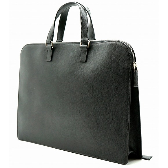 Prada Leather Briefcase Bag Document Black Saffiano - Picture 1 of 9